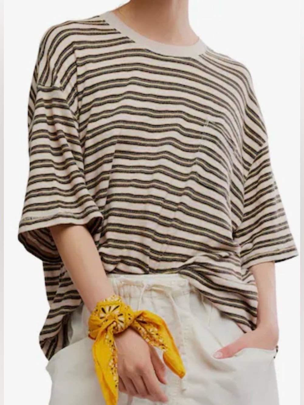 Free People We the Free All Love Striped Pocket Tee